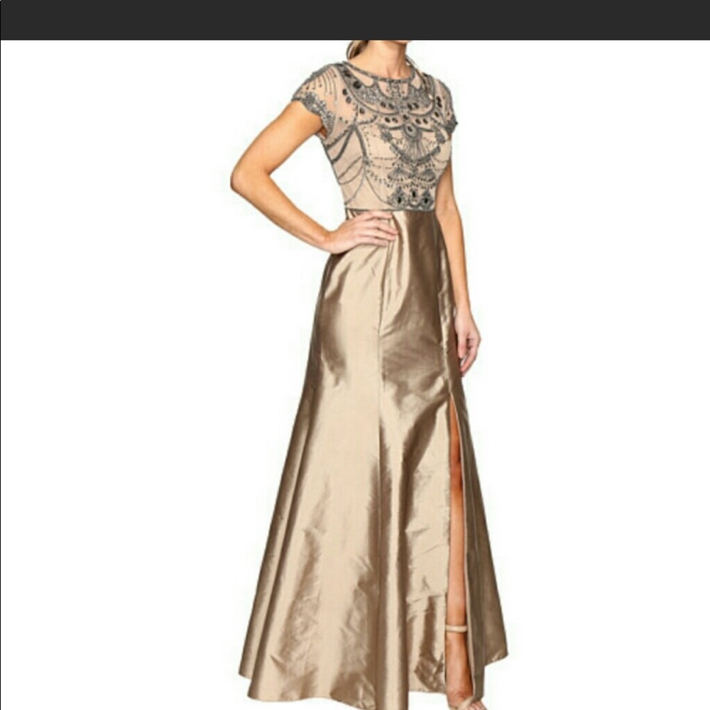 Adrianna-Papell beaded taffeta floor length Gown